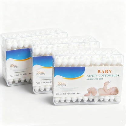 SKY-TOUCH 3 boxes—156 PCS Baby Cotton Swabs for Newborns, Soft & Gentle for Belly Button, Wound Care, Ear & Nose Cleaning – Safe for Infant Care
