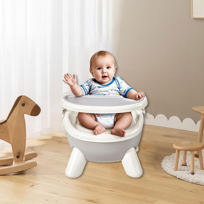 SKY-TOUCH Child Dining Feeding Chair, Child Booster Seat Eating Chair with Sound, Multi Functional Eating Playing, Portable Safe Supplies for Home Travel, Grey, 32x30x35cm - Suitable for 2 Age+