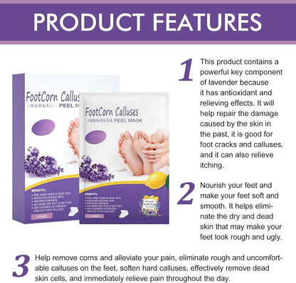 SKY-TOUCH Lavender Exfoliating Foot Mask – 2 Boxes (4 Pairs), Moisturizing, Callus Removal, Dead Skin Treatment, Softens and Hydrates Feet