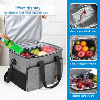 SKY-TOUCH Outdoor Cooler Picnic Bag, Outdoor Camping Storage Bag Large Capacity, Easy To Clean and Versatile Use Suitable For Camping Picnics, L SIZE - 34x25x26m,Grey