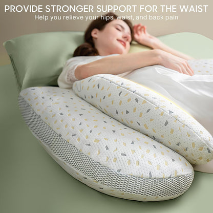 SKY-TOUCH Pregnancy pillow,Side Sleeper Pillow Pregnant,Support Waist, Abdomen and Legs,Comfortable Side Sleeping Waist Belly Back Support U-shaped Multifunctional Pillow,Removable and washable