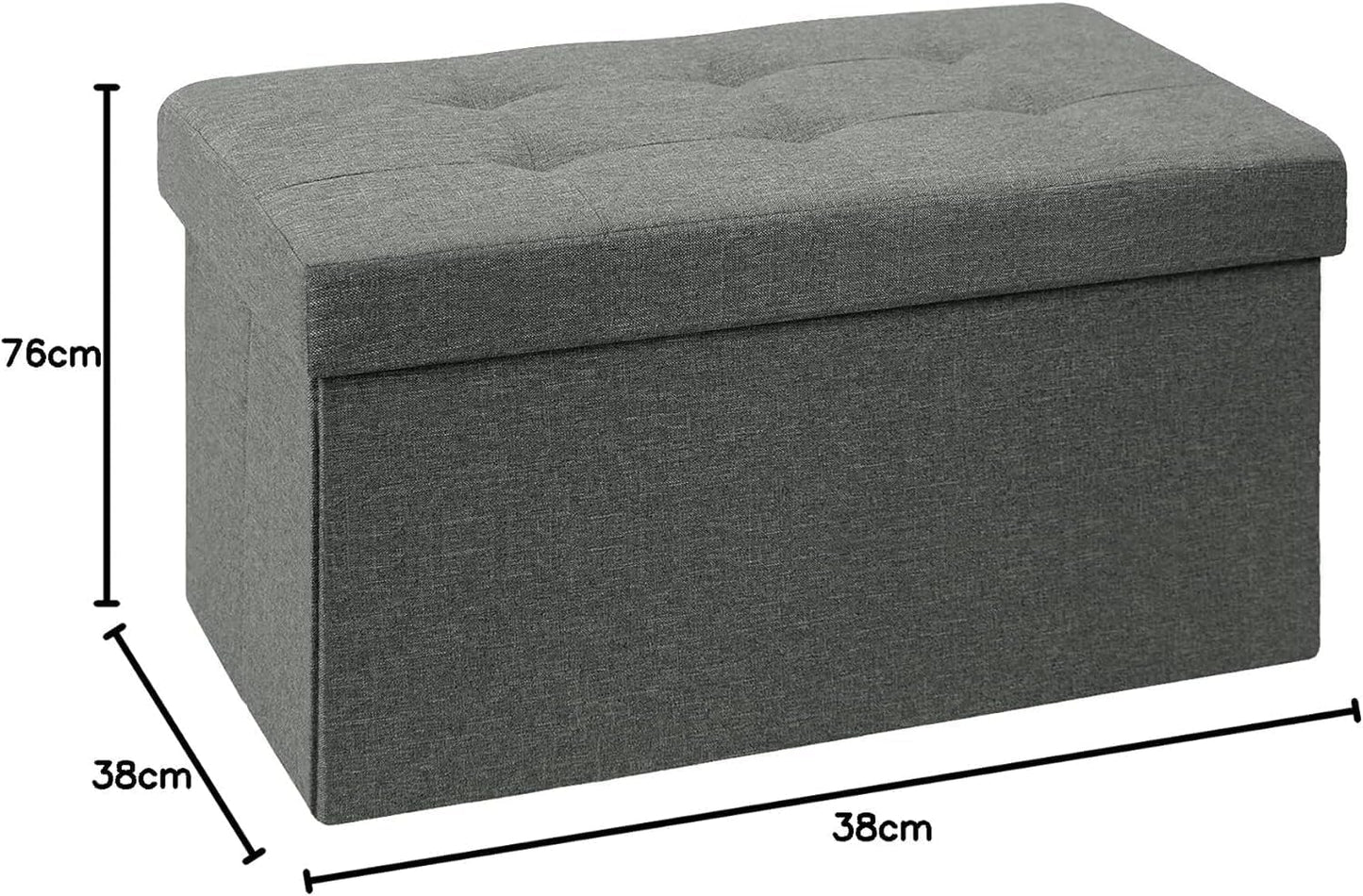 SKY-TOUCH Ottoman Seat Storage Stool, Folding Storage Ottoman Cube, Space-Saving Cube Footrest Seat for Bedroom, Hallway, Living Room,Light Grey,76 * 38 * 38cm(Capacity 150KG) 1 pack