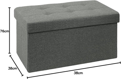 SKY-TOUCH Ottoman Seat Storage Stool, Folding Storage Ottoman Cube, Space-Saving Cube Footrest Seat for Bedroom, Hallway, Living Room,Light Grey,76 * 38 * 38cm(Capacity 150KG) 1 pack