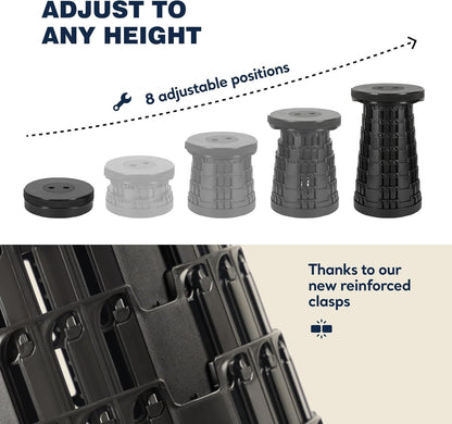 SKY-TOUCH Portable Telescopic folding Camping Stool,Load 400lbs, Retractable Adjustable Height Collapsible Stool, Lightweight Plastic Stool Indoor Outdoors Camping Hiking Travel BBQ Fishing (Black)