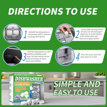 SKY-TOUCH 24pcs Dishwasher Cleaning Tablets – Deep Descaling Formula, Stain Removal & Deodorizing, Fresh Lemon Scent, Monthly Maintenance Cleaner