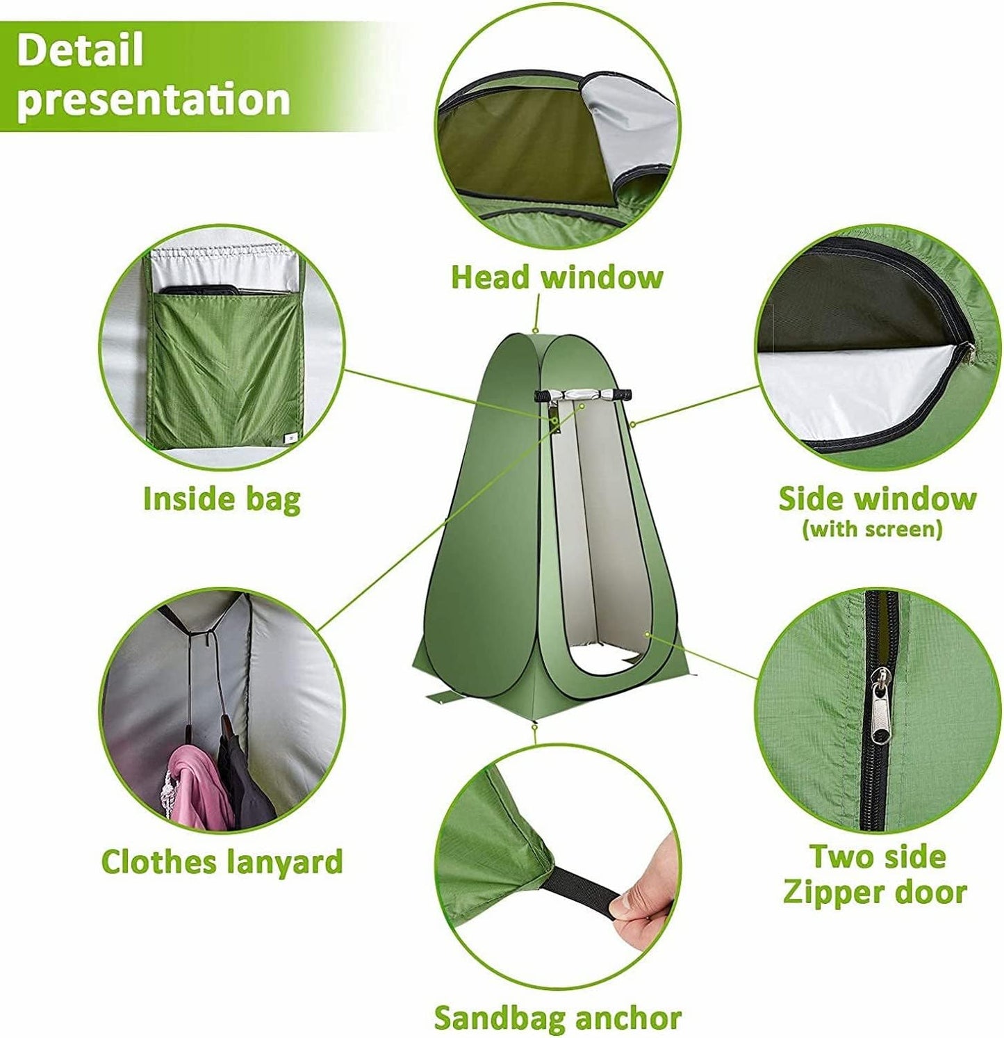 SKY-TOUCH Outdoor Changing Clothes Tent, Pop Up Shower Tent, Portable Folding Toilet Tent with Carry Bag, Beach Dressing Changing Room, Outdoor Tent Suitable for Shower/Toilet/Camping/Beach