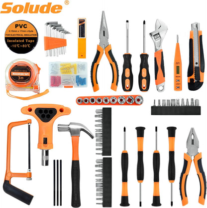 SKY-TOUCH 82 pcs Tool Set,General Household Hand Tool Kit,Hand Tool Sets with Solid Carrying Tool Box Carbon Steel Hardware for Daily Home Repair