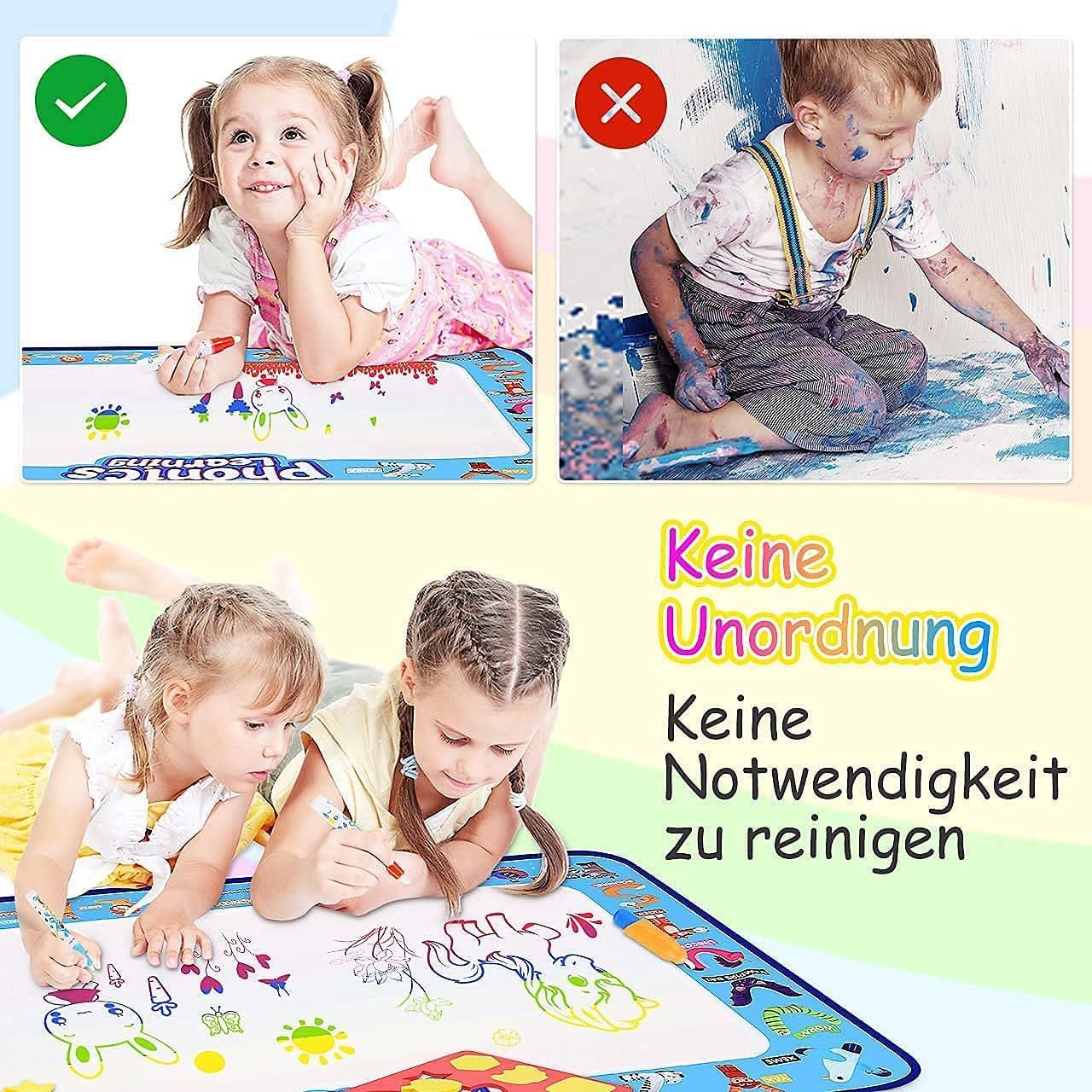 SKY-TOUCH Magic Water Doodle Mat,Extra Large Mess Free Colouring Baby Paint Mat,Aqua Water Doodle Mat,Mess Free Colouring Mat,Toddler Toys for 2 3 4 5 Year Old Boys Girls,100 * 80cm