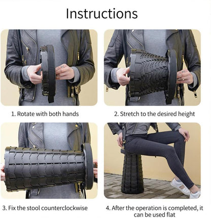 SKY-TOUCH Portable Telescopic folding Camping Stool,Load 400lbs, Retractable Adjustable Height Collapsible Stool, Lightweight Plastic Stool Indoor Outdoors Camping Hiking Travel BBQ Fishing (Black)