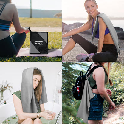 SKY-TOUCH 2 Pack Quick Drying Gym Towel with Carry Bag, Soft Microfiber Lightweight Sport Sweat Towel, Perfect for Beach Gym Yoga Pool Travel Camping Sports Swim, 2 SIZE - 60x124 & 40x60cm