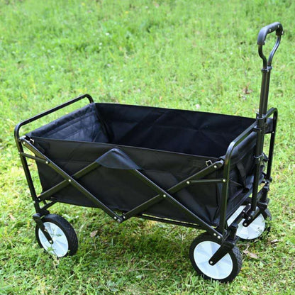 SKY-TOUCH Garden Cart Folding Trolley Cart Outdoor Wagon Collapsible with Removable Fabric Festival Garden Camping Picnic Cart Supports Max 100kg Portable Transport Trailer (Black)