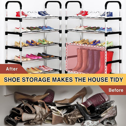 SKY-TOUCH Shoe Rack,Shoes Cabinet Organizer, 5-Tier Shoe Storage with 5 Mesh Shelves,Freestanding Shoe Shelves,for Entryway and Closet,Black,58 * 26 * 95cm