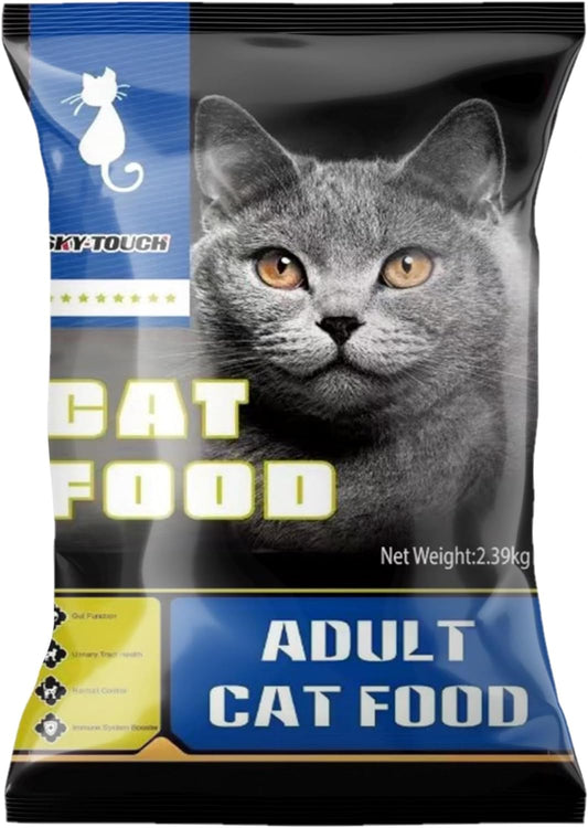 SKY-TOUCH Adult Dry Cat Food : Natural Healthy Chicken Dry Cat Food with Multitude Minerals Vitamins and Digestive Probiotics 2.39KG