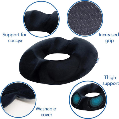 SKY-TOUCH Donut Pillow Memory Foam Seat Cushion Massage, Donut Pillow Pain Relief for Prostate, Pregnancy, Coccyx Pain, Surgery, Sciatica, Car Home Office Seat Cushions