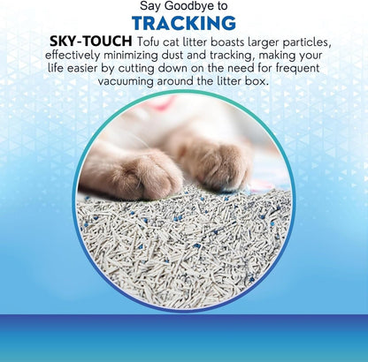 SKY-TOUCH Tofu Cat Litter - Premium Natural, Fast Clumping, Flushable, Ultra Absorbent, Unscented, Dust-Free, Low Tracking (2.3kg × 2 Bags)