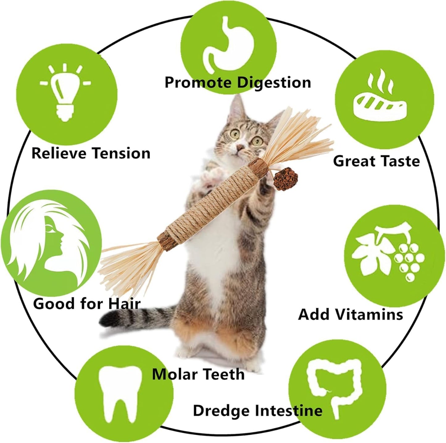 SKY-TOUCH 3 PCS Cat Chew Sticks Toys, Natural Cat Teeth Nip Cleaning Teeth Chew Catnip Chew Toys for Kitty Dental Treat Interactive Toy