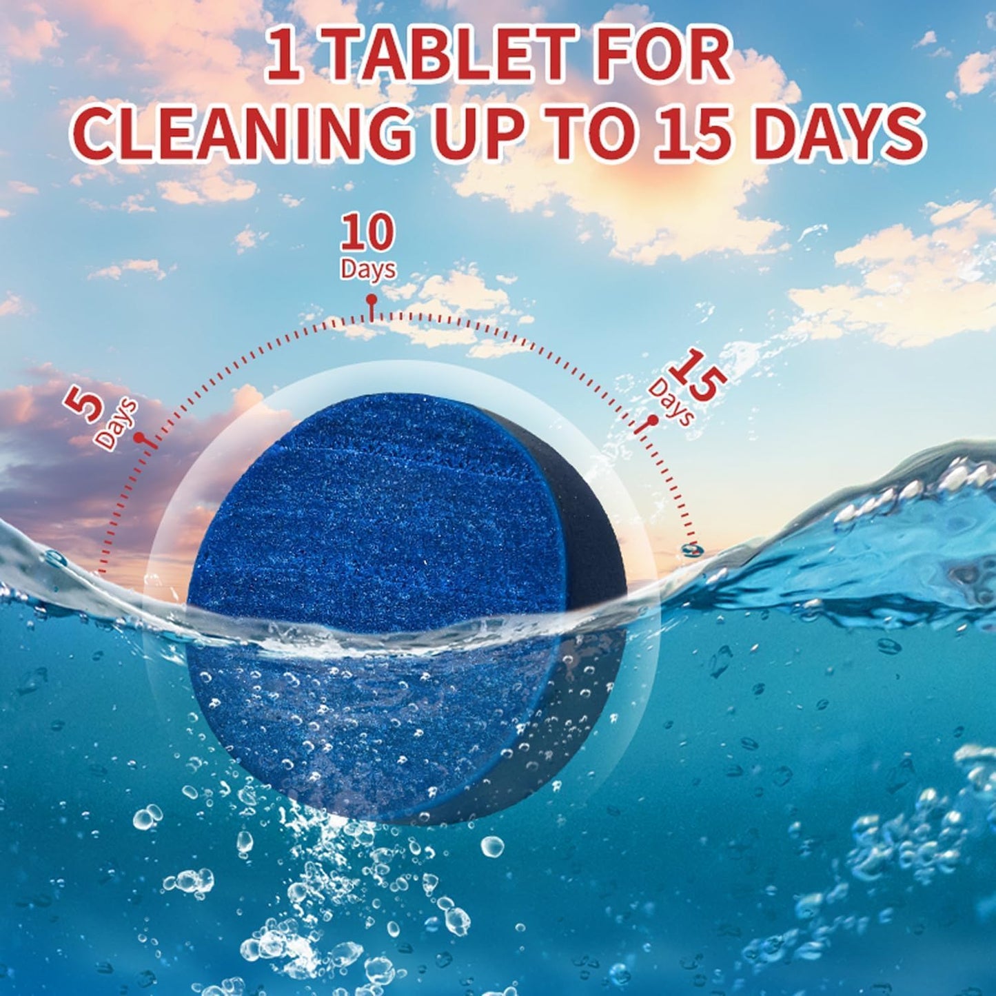 SKY-TOUCH Toilet Cleaning Blocks with Blue Foam – 12-Pack, Long-Lasting Toilet Cleaner, Deodorizes & Cleans, Easy to Use