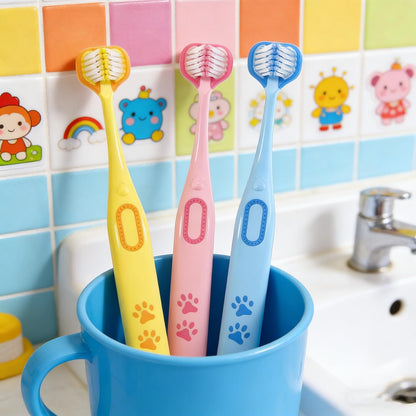 SKY-TOUCH Kids Ultra-Soft Toothbrush 3 Pack, Children's soft bristle toothbrush, Easy to hold, Three-sided brush head, Suitable for ϲhildren aged 2-8