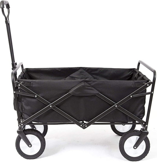 SKY-TOUCH Garden Cart Folding Trolley Cart Outdoor Wagon Collapsible with Removable Fabric Festival Garden Camping Picnic Cart Supports Max 100kg Portable Transport Trailer (Black)