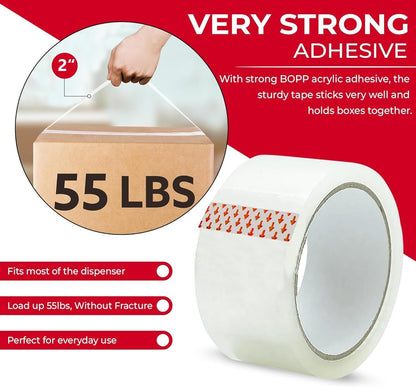 SKY-TOUCH Extra Long Clear Packing Tape, Heavy Duty Packaging Tape – 2 Inch x 160 Yards, 2cm Thick, Strong Transparent Adhesive Shipping Tape for Moving, Packing, Sealing & Storage Boxes(2 Roll)