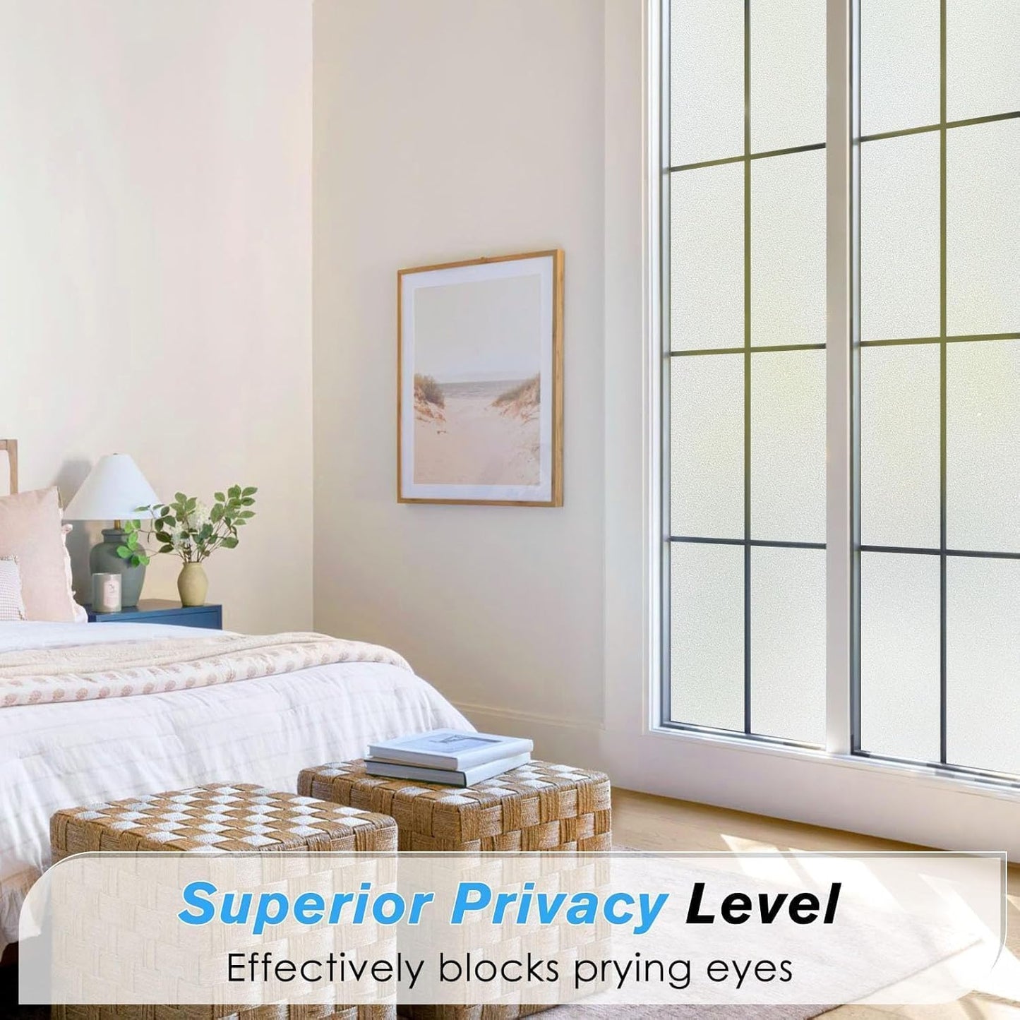 SKY-TOUCH Frosted Window Film : Removable Static Cling One Way Privacy Window Film Sun Blocking Heat Control Anti UV Peep-Proof for Home Office Bathroom Glass Door Window