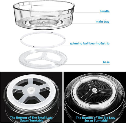 SKY-TOUCH Lazy Susan Turntable Organizer Rotates 360 Degrees, Spice Rack Turntable Organizers, Kitchen Organiser Turntable Cupboard Organiser for Cabinet, Pantry, Fridge, Countertop