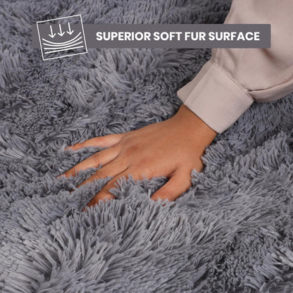 SKY-TOUCH 60x110cm Area Rugs Homeware Rugs, Super Soft Fluffy Large Shaggy Rug Thick Pile Non Shedding, Area Rugs for Bedroom Anti Slip, Light grey