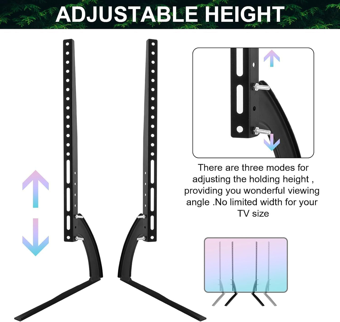 SKY-TOUCH Universal Tabletop TV Stand for 37-75" LCD LED Flat Screen TV Height Adjustable with VESA 200x200mm to 500x500mm Max Holds 55kg