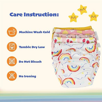 SKY-TOUCH 5PCS Baby Potty Training Pants Cotton, Soft Breathable Potty Training Underwear for 1-3 Years, Highly Absorbent Reusable Diapers for Baby Boys & Girls (L, Girl 13-20kg)