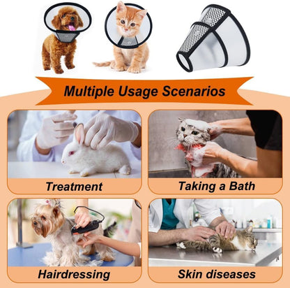 SKY-TOUCH Adjustable Cat Recovery Cone, Lightweight Plastic Elizabeth Collar for Cats, Kittens, and Small Dogs After Surgery, Soft Protective E-Collar to Prevent Licking and Biting Wounds(M 22-26cm)