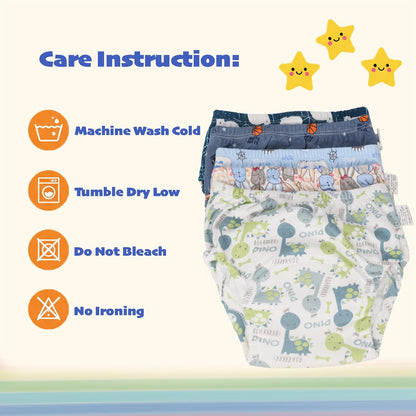 SKY-TOUCH 5PCS Baby Potty Training Pants Cotton, Soft Breathable Potty Training Underwear for 1-3 Years, Highly Absorbent Reusable Diapers for Baby Boys & Girls (M, Boy 8-13kg)
