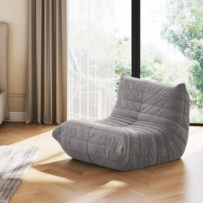 SKY-TOUCH Caterpillar Lazy Sofa, Bean Bag Chair, Sofa Chair, Fainting Couch, Oversized Soft Skin-Friendly Floor Lounge Chair for Living Room Bedroom Salon Office, Single, Grey - 105x90x80cm