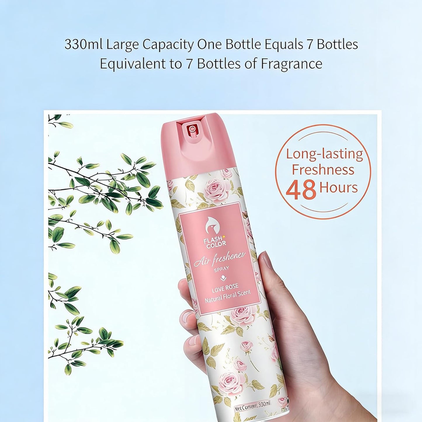 SKY-TOUCH Rose Blossom Air Freshener Spray 330ml - Long-Lasting Fragrance, Odor Neutralizer & Air Purifier for Home & Office