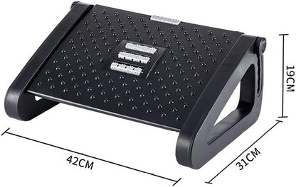 SKY-TOUCH Under Desk Footrest : Adjustable Height Footrest with Massage Roller Ergonomic Foot Stool with Massage Texture for Home Office Pressure Relief (Black)