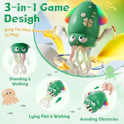 SKY-TOUCH Electric Dancing Octopus Toy, Rechargeable Crawling Octopus Toy with LED Light ＆ Music, Funny Electric Baby Sensory Toys, Magical Dancing Toys for 3 + Year Old Boys Girls