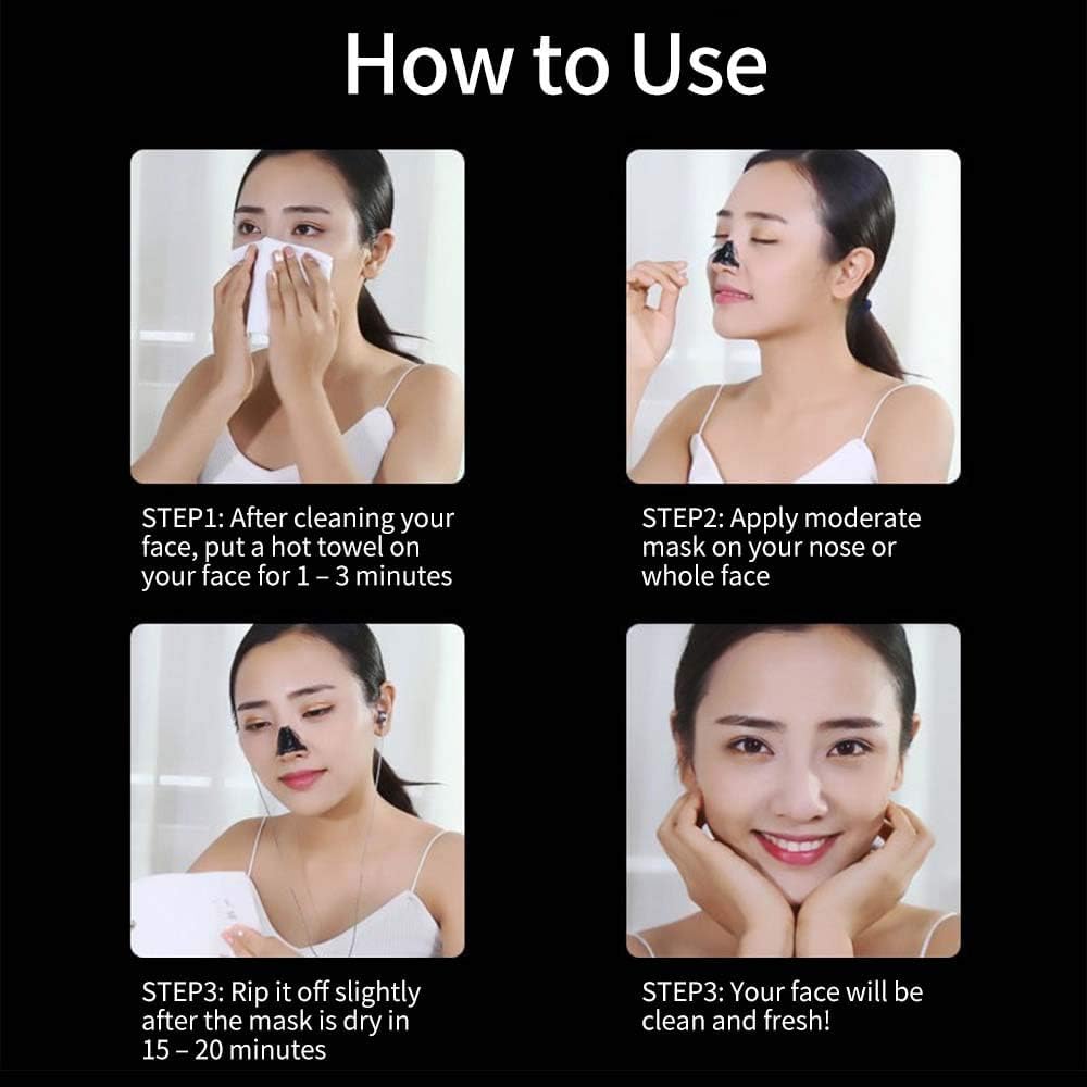 SKY-TOUCH Blackhead Removal Mask Peel Off Facial Black Mask, Purifying Bamboo Charcoal Nose Facial, Removes Blackheads Acne, Deep Pore Cleansing, Skin Brightening for All Skin Types of Men and Women