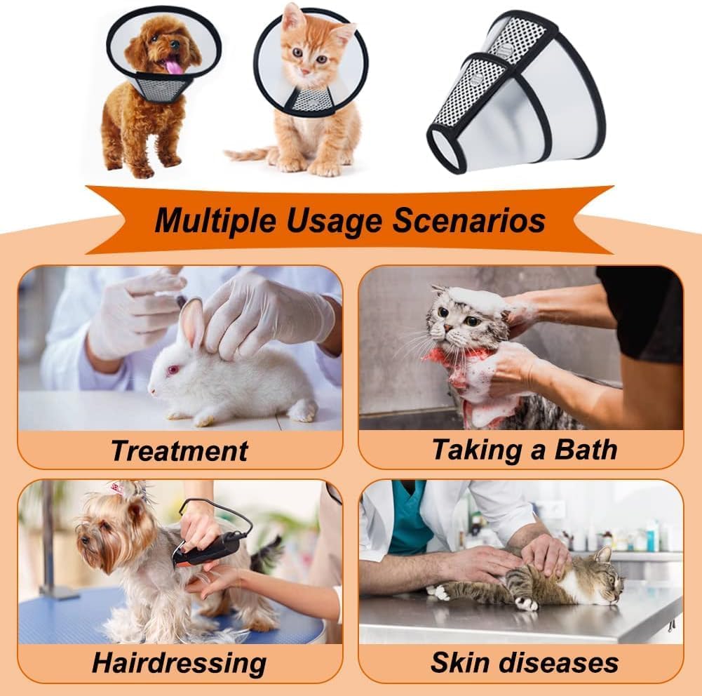 SKY-TOUCH Adjustable Cat Recovery Cone, Lightweight Plastic Elizabeth Collar for Cats, Kittens, and Small Dogs After Surgery, Soft Protective E-Collar to Prevent Licking and Biting Wounds(M 22-26cm)