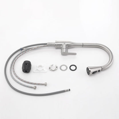 SKY-TOUCH Kitchen Faucet Tap with Pull Down Sprayer,3 Spray Mode High Pressure Kitchen Faucet for Kitchen - Stainless Steel Sink Mixer Tap,80CM water inlet pipe