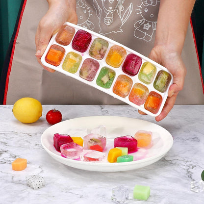 SKY-TOUCH 4 Pack Ice Cube Trays with Clear Removable Lid Easy-Release Silicone Flexible Ice Cube Moulds and BPA Free Stackable Durable - Green, 25x10x3cm