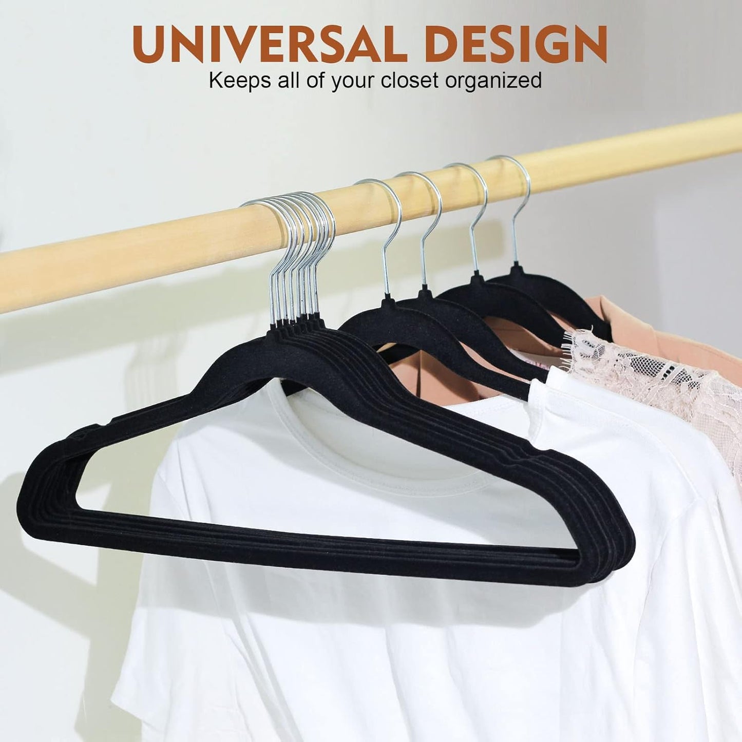 SKY-TOUCH 20PCS Non Slip, Space-Saving Slim Clothes Velvet Hanger, Heavy Duty Adult Hanger for Coats and Suits - Black