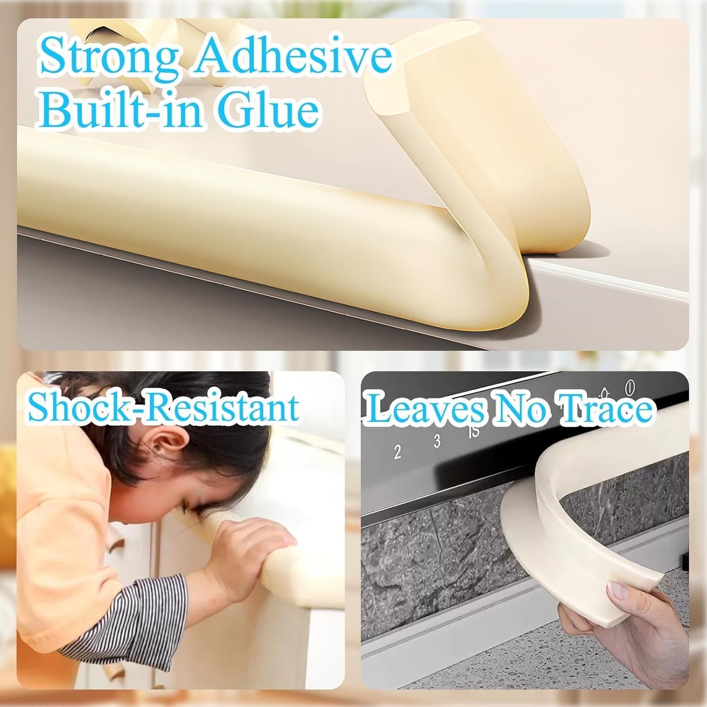 SKY-TOUCH Baby Safety Corner & Edge Protector Set – 4M Foam Cushion Strip for Furniture, Childproof Table & Corner Guards, with Tape (White)