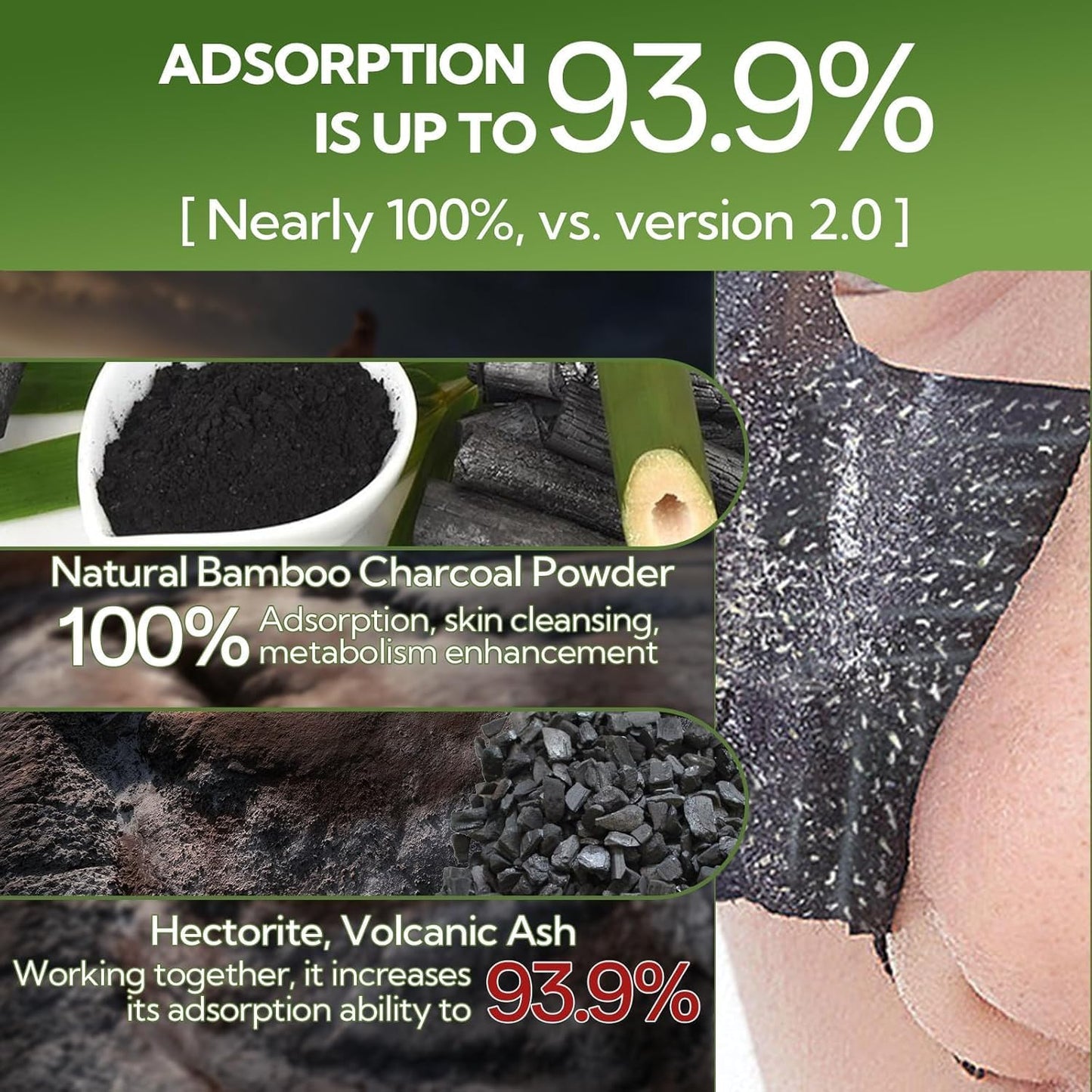 SKY-TOUCH Blackhead Removal Mask Peel Off Facial Black Mask, Purifying Bamboo Charcoal Nose Facial, Removes Blackheads Acne, Deep Pore Cleansing, Skin Brightening for All Skin Types of Men and Women