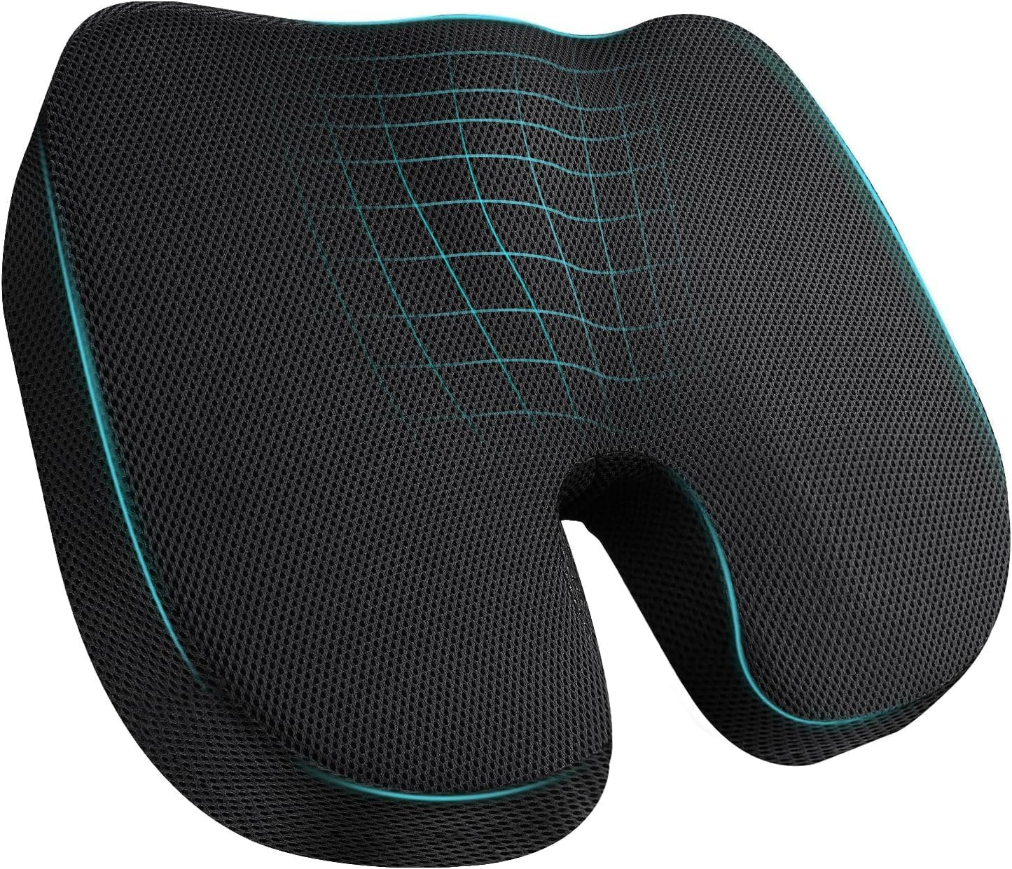 SKY-TOUCH Seat Cushion + Lumbar Support Ergonomic Pillow 100% Memory Foam Back Support and Pain Relief for Office Chair Cushion, Lumbar Support Pillow for Car Seat Cushion, Back Pillow Black