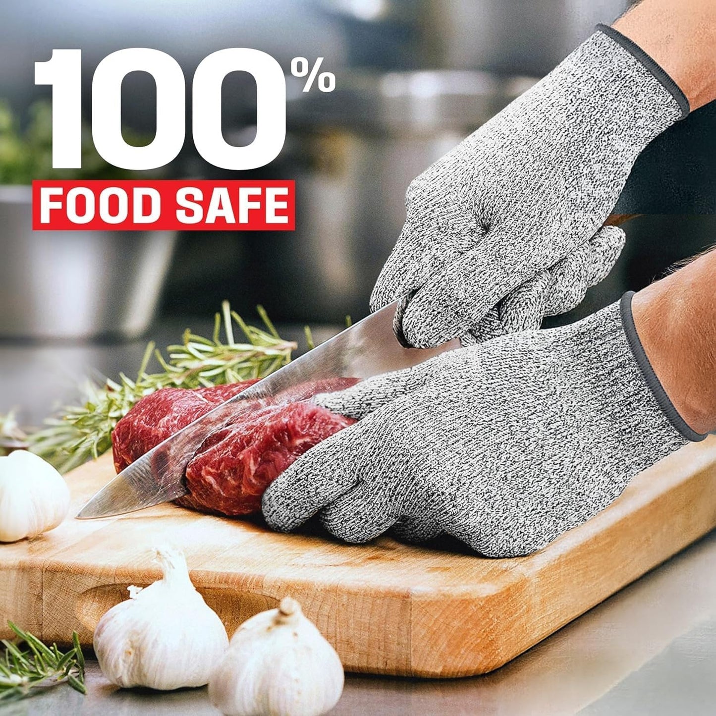 SKY-TOUCH Cut Resistant Gloves Level 5 Protection: HPPE Safety Gloves for Kitchen, Meat Cutting, Mandoline, Factory, Warehouse, Glass Handling – Food Grade, Comfortable, Machine Washable (L, 1 Pair)