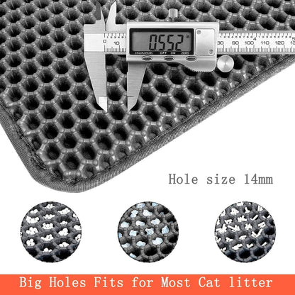 SKY-TOUCH Cat Litter Mat,Cat Litter Tray Mat, Honeycomb Double Layer Design, Urine and Waterproof Material, Washable,Easy to clean, keep clean,60 * 40cm,Grey