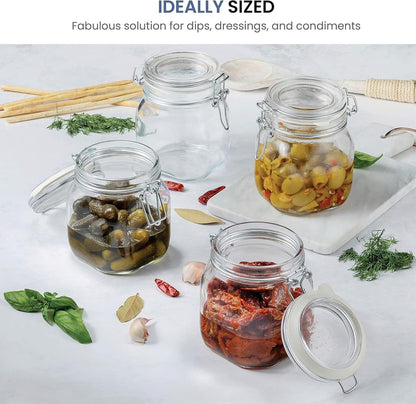 SKY-TOUCH Square Glass Jars with Airtight Lid, Wide Mouth Mason Jars with Clamp Lids,Glass Sealed Jars with Air Tight Lids, Best for for Flour, Cereal, Beans, Pasta and Canning