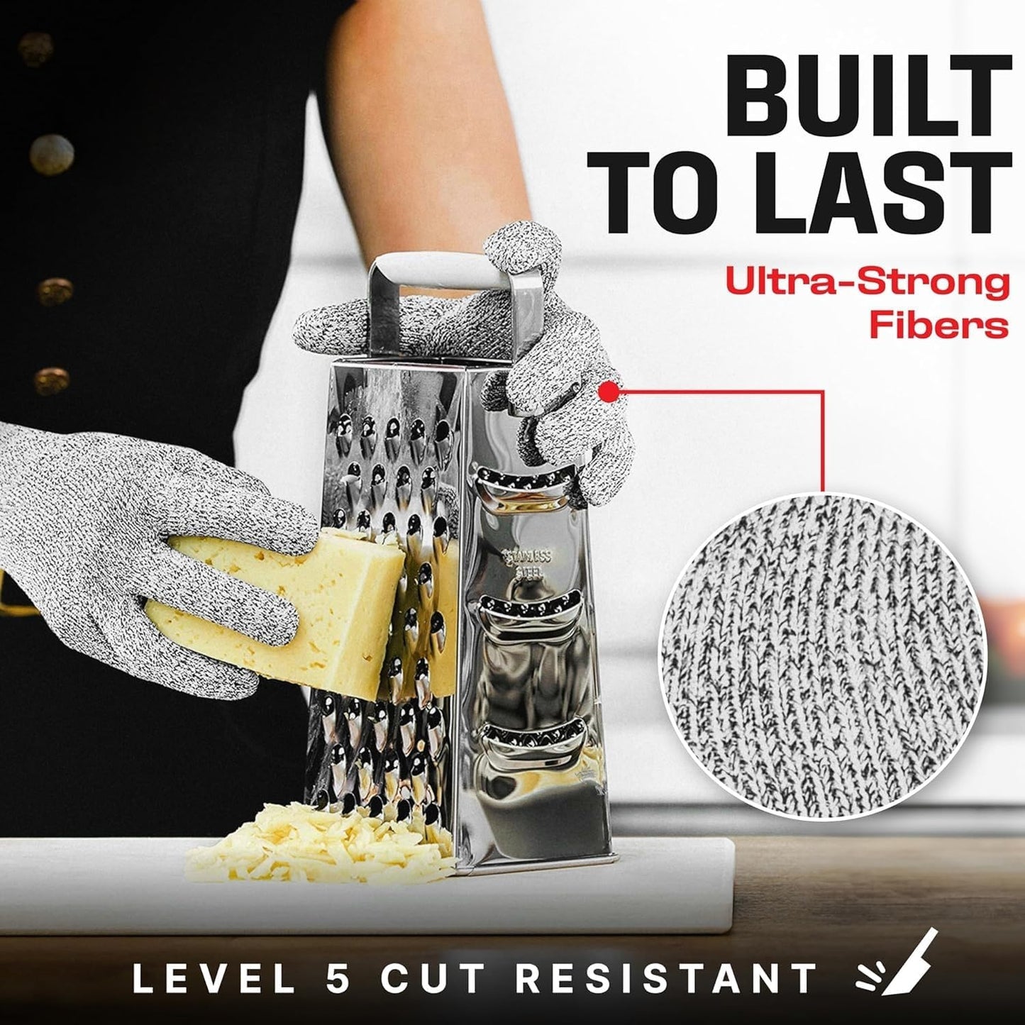 SKY-TOUCH Cut Resistant Gloves Level 5 Protection: HPPE Safety Gloves for Kitchen, Meat Cutting, Mandoline, Factory, Warehouse, Glass Handling – Food Grade, Comfortable, Machine Washable (L, 1 Pair)
