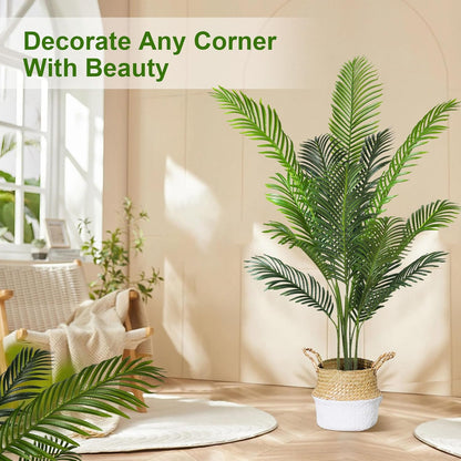 SKY-TOUCH Artificial Tree Fake Plants: 140cm Areca Palm Fake Trees Faux Plants Indoor Realistic Plants for Office Home Room Store Decor