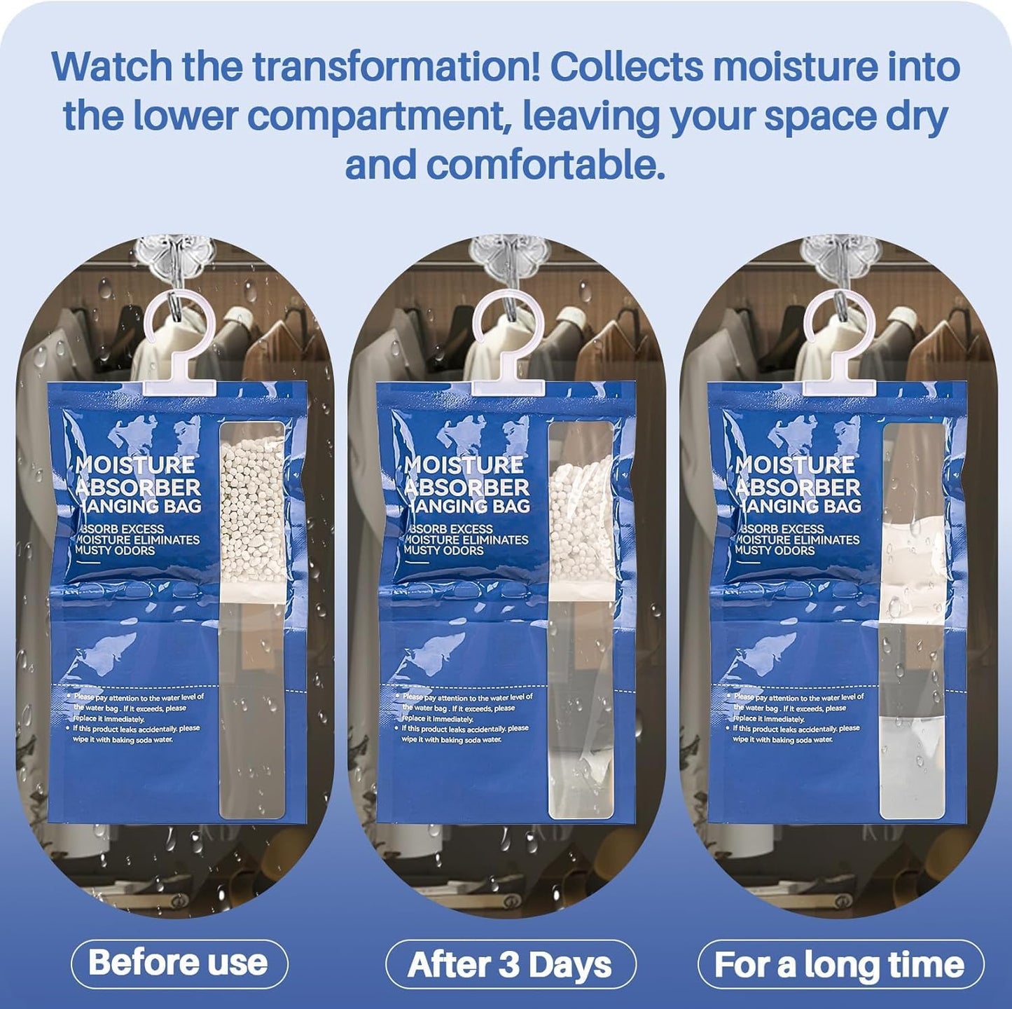 SKY- TOUCH Moisture Absorbers <100g/pack> - 10 Pack Hanging Closet Dehumidifier Bags - Effective Moisture Absorption - Ideal for Closet, Bathroom, Basement & Cars, Fragrance Free Visit the SKY-TOUCH Sto