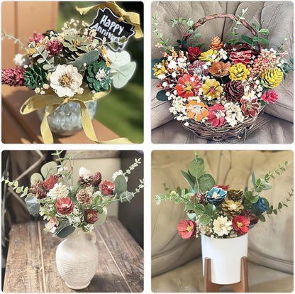 SKY-TOUCH 18 Pcs Artificial Eucalyptus Branches Realistic Faux Flowers Suitable For Home And Office Bouquets Table Centerpieces And Wedding Decorations Dark Green